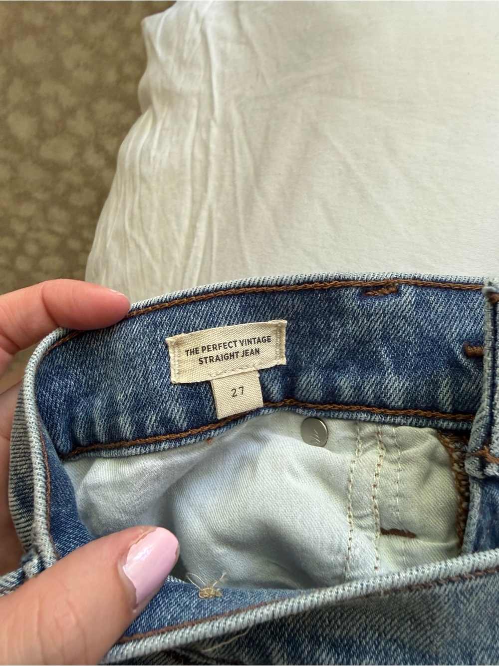 Madewell Distressed Medium Blue Perfect Vintage Straight Jeans - Picture 4 of 6